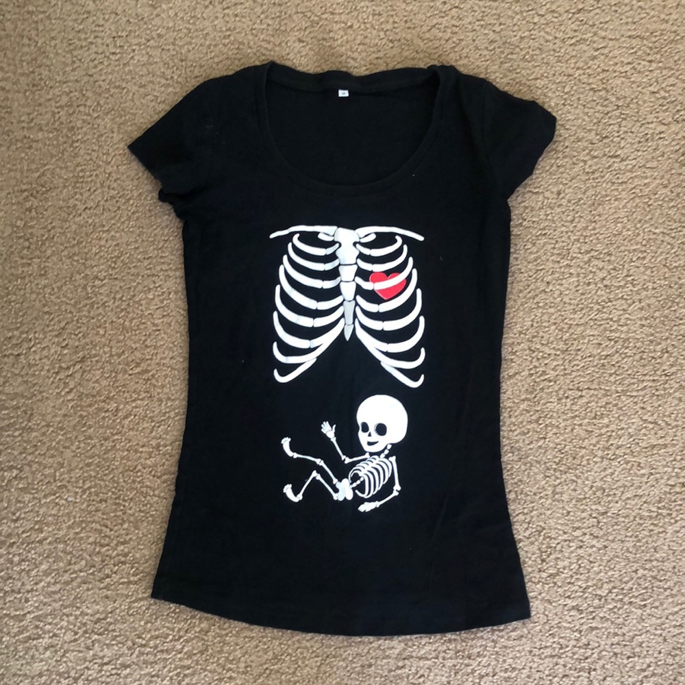 Halloween pregnancy skeleton tshirt